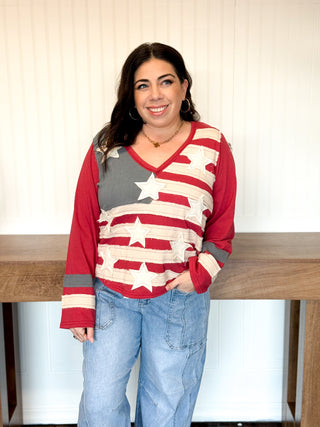 All American Ease Long Sleeve Top, Red