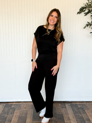 The Margo Wide-Leg Scuba Pant, Black