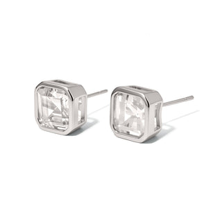 Bezel Diamond Stud Earrings - WATERPROOF-Earrings-Pretty Simple