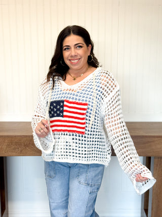 Stars & Stripes Lightweight Hoodie, Ivory
