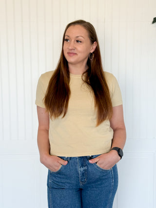 Mineral Wash Standard-Fit Jersey Tee, Classic Beige