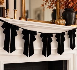 Black Halloween Velvet Bow Garland