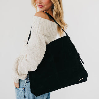 Pretty Simple Evie Suede Hobo Shoulder Bag in Black