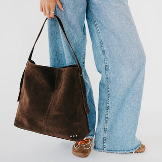 Pretty Simple Evie Suede Hobo Shoulder Bag, Chocolate
