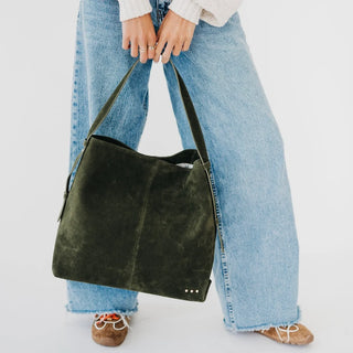 Pretty Simple Evie Suede Hobo Shoulder Bag, Olive