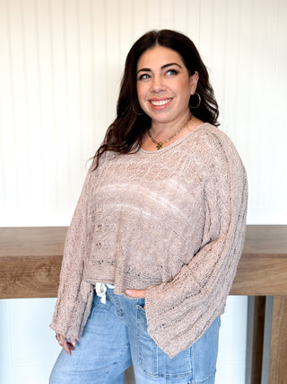 Twist & Turn Cable Knit Top, Caramel Almond