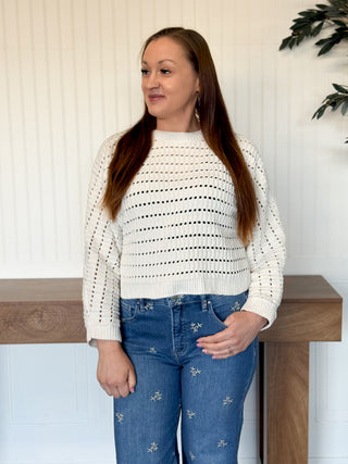 Cloud Cropped Oversized Sweater, Cream