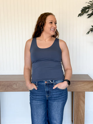 Everyday Essential Scoop Tank, Dark Denim