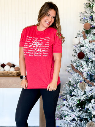 Adore Him Christmas Graphic Tee, Red