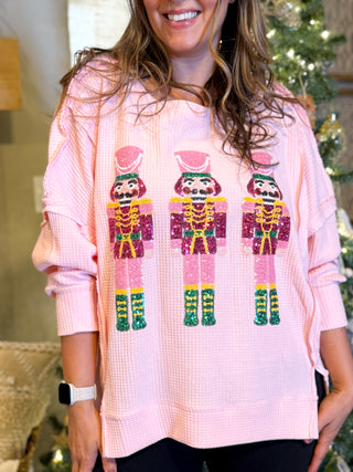 Nutcracker Sparkle Waffle Sweatshirt