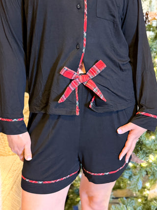 Midnight Piped Lounge Pajama Set