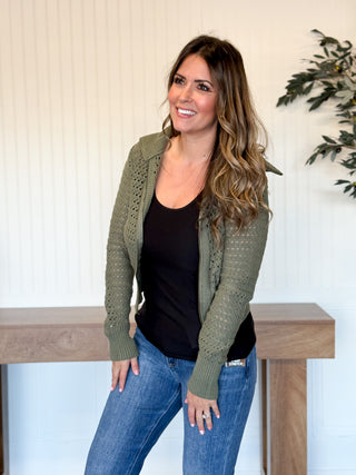 Olive Grove Zip-Up Knit Jacket