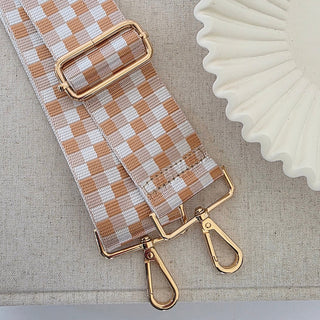 Pretty Simple Hendrix Checkered Guitar Bag Strap in Tan