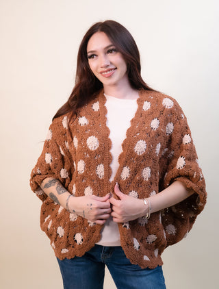 POL Women's Cinnamon Petal Batwing Cardigan, One Size