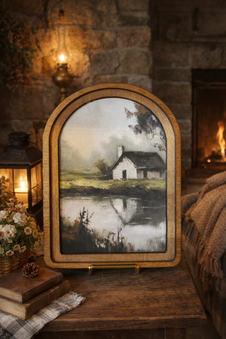 Cottage Pond Arch Framed Art 8.25x11"