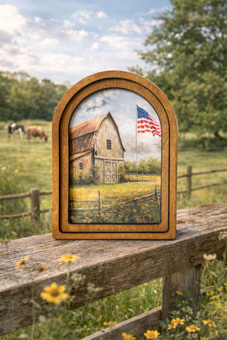 Patriotic Homestead Framed Art 6x8"
