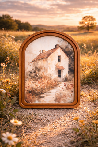 *PRE ORDER* Muted Cottage Arch Framed Art 8.25x11"