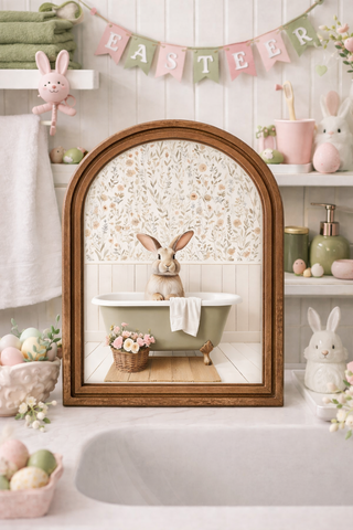 *PRE ORDER* Bunny in Tub Arch Framed Art 6"x8"