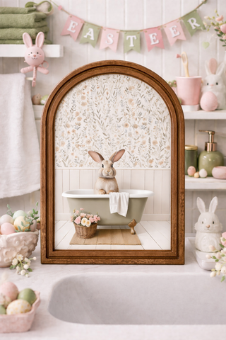 *PRE ORDER* Bunny in Tub Arch Framed Art 8.25x11"