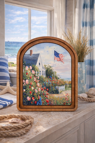 *PRE ORDER* Patriotic Beach House Framed Art 6x8"