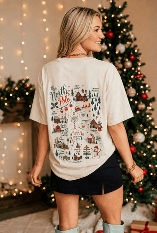 *PRE ORDER* Take Me To The North Pole Ivory Mock Neck Tee