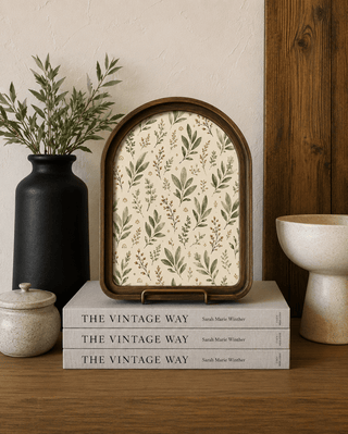 Olive Leaf Pattern Arch Framed Art 8.25x11”