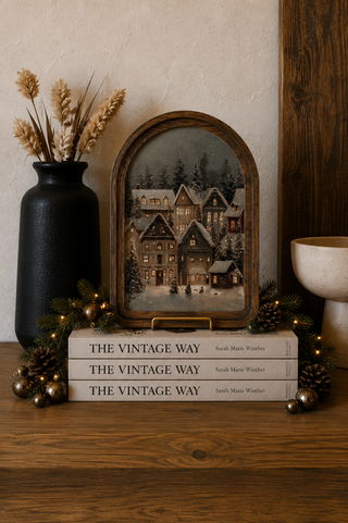 Snowy Christmas Village Arch Framed Art 6x8”