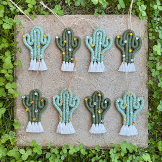 Handmade Macrame Multi Color Cactus Ornament