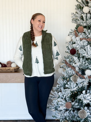 Winter Pines Corduroy Vest, Green