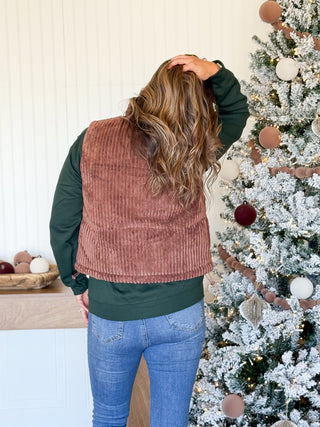Winter Pines Corduroy Vest, Brown