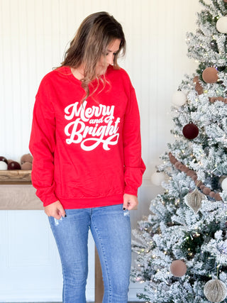 Merry and Bright Christmas Pullover, Red