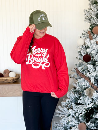 Merry and Bright Christmas Pullover, Red