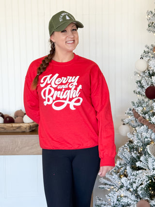 Merry and Bright Christmas Pullover, Red