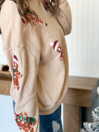 Gingerbread Sequin Fleece Pullover