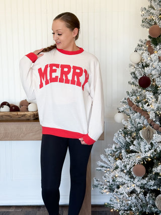 Merry Cloud Knit Ringer Sweatshirt, Cream