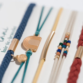 K'LANI "Imagine" Gold Rainbow Themed Hair Tie Bracelets
