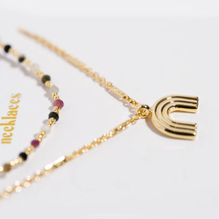 K'LANI "Imagine" Gold Rainbow with Colorful Beads Necklace Set