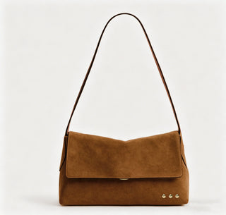 Pretty Simple Miranda Suede Flap Crossbody, Camel