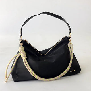 Nikki Nylon Slouchy Shoulder Bag, Black