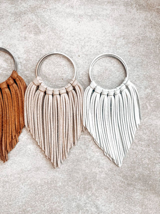 Desert Bloom Fringe Earrings Jewelry Cascade Fringe Hoops Earrings, Beige