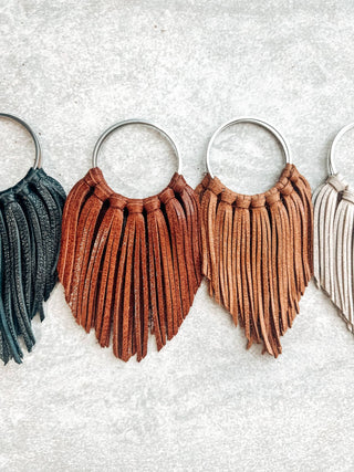 Desert Bloom Fringe Earrings, Jewelry Cascade Fringe Hoops Earrings, Brown