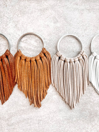 Desert Bloom Fringe Earrings, Jewelry Cascade Fringe Hoops Earrings, Camel