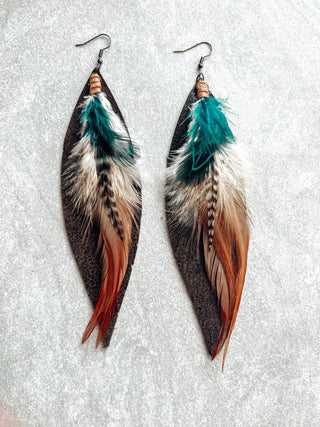 Kalispell Fringe Feather Earrings, Brown