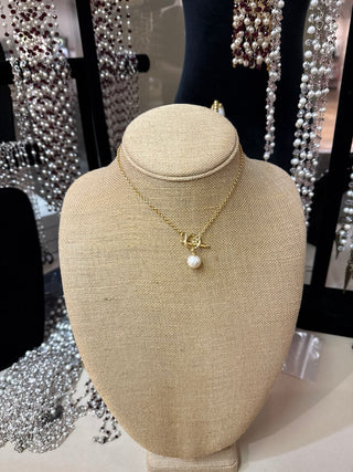 Golden Pearl Toggle Necklace