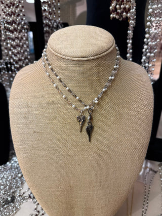 Blush Harmony Hammered Heart Magnetic Necklace, Silver