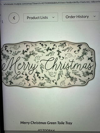 Toile Merry Christmas Tray