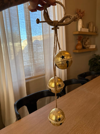 Gold Jingle Bells on strand of 3