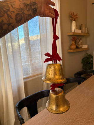 Gold Bells with Velvet Ribbon