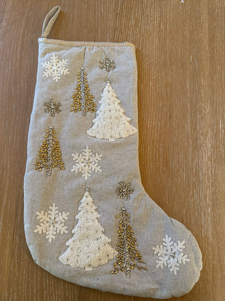 Oatmeal Stocking with Gold Trees