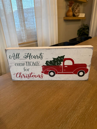 All Hearts come Home for Christmas Wooden Sign Decor